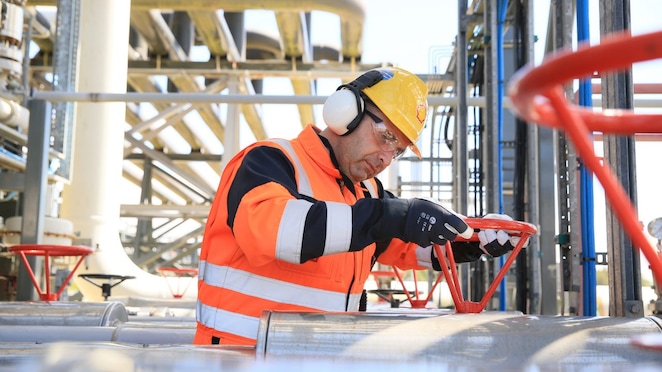 Engineer working on gas pipline