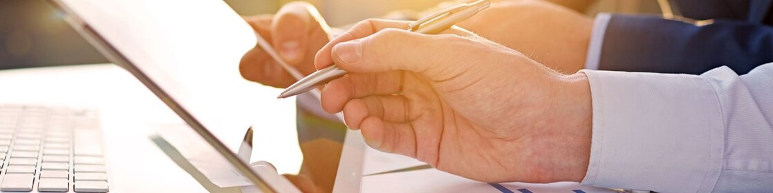 reviewing on tablet