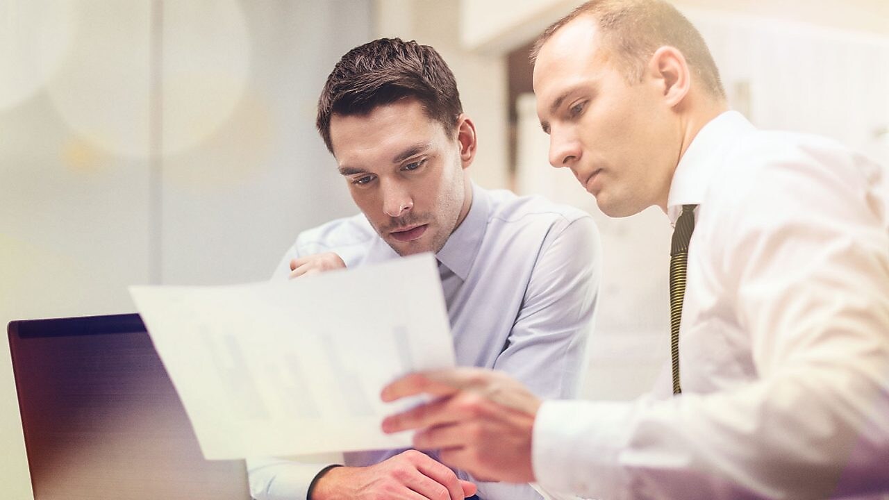 businessman reviewing document