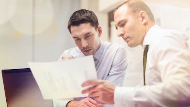 businessman reviewing document