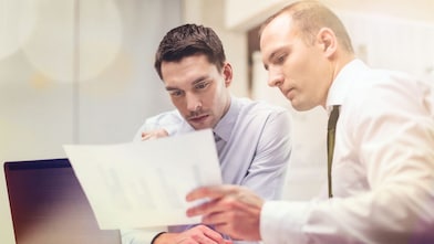 businessman reviewing document