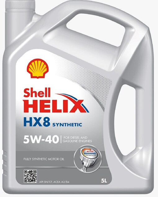 لقطة لعبوة زيت شل Helix HX8 Syn 5W-40 الاصطناعي