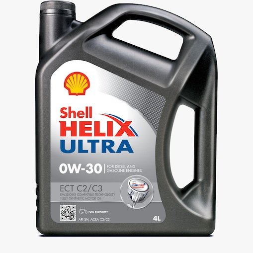 صورة مقربة لعبوة زيت شل Helix Ultra C2 C3 0W-30