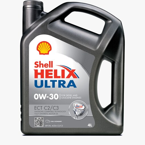 صورة مقربة لعبوة زيت شل Helix Ultra C2 C3 0W-30