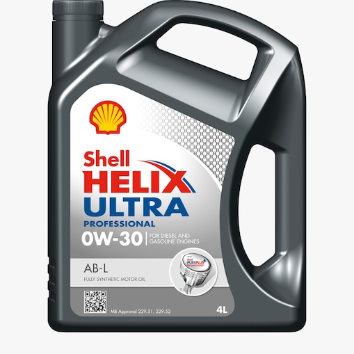 صورة مقربة لعبوة زيت شل Helix Ultra Professional AB-L 0W-30