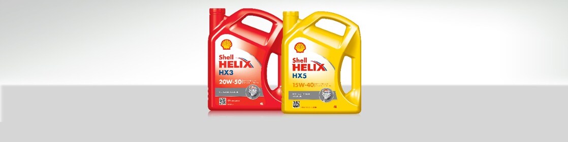 عبوتان من زيوت محركات شل Helix المعدنية