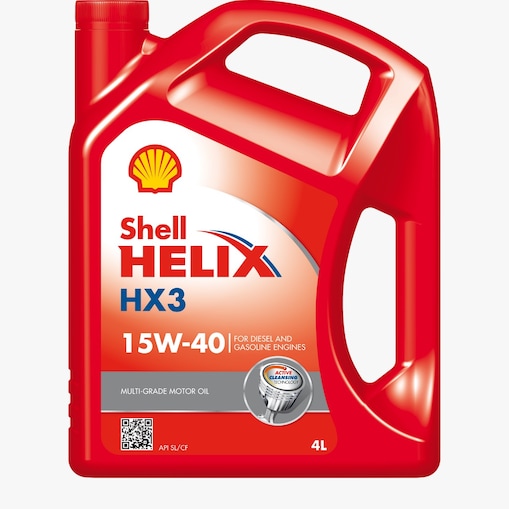صورة مقربة لعبوة زيت شل Helix HX3 15W-40