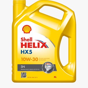 صورة مقربة لعبوة زيت شل Helix HX5 SN 10W-30