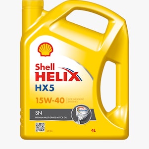 صورة مقربة لعبوة زيت شل Helix HX5 SN 15W-40