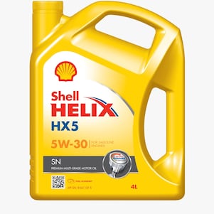 صورة مقربة لعبوة زيت شل Helix HX5 SN 5W-30
