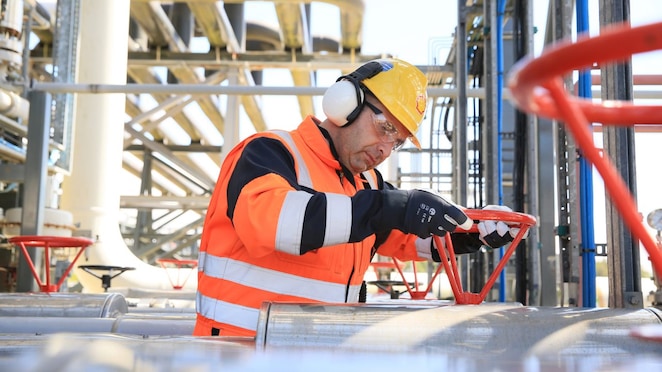 Engineer working on gas pipline