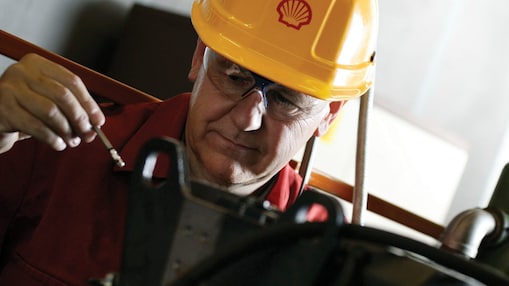 shell worker with helmet