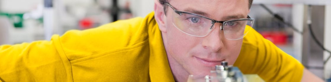 Man looking a instrument in the laboratory