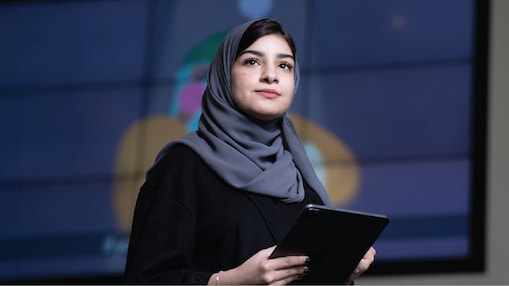 Woman holding a tablet