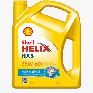 Packshot of Shell Helix HX5 High Mileage 25W-60